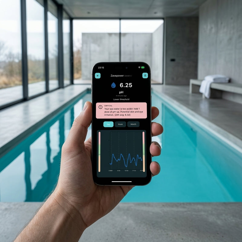 Easy Water Analysis (EWA) Montera den i cirkulationen och få PH, Klor och temp på er pool i mobilen,