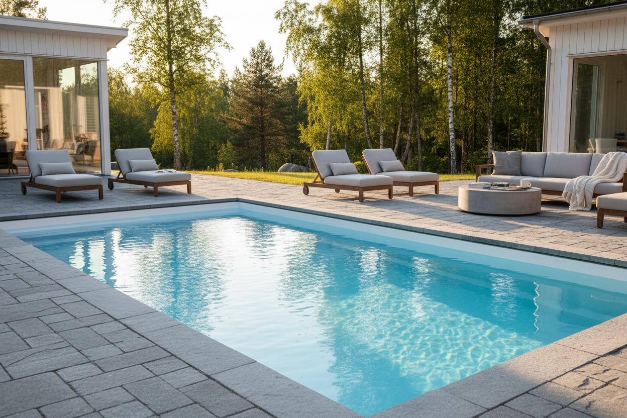 Thermopool L 7x3,5 m i premium skandinavisk villaträdgård